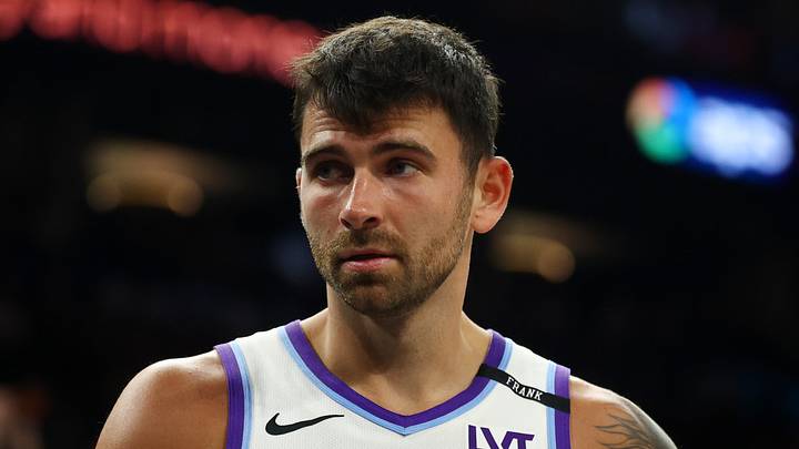 Mar 28, 2026; Phoenix, Arizona, USA; Utah Jazz guard John Konchar (55) against the Phoenix Suns at Mortgage Matchup Center. Mandatory Credit: Mark J. Rebilas-Imagn Images