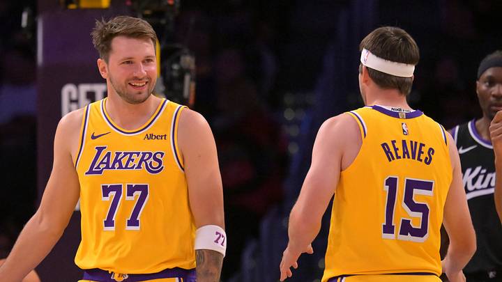 Oct 8, 2026; Los Angeles, California, USA; Los Angeles Lakers guard Luka Doncic (77) and guard Austin Reaves (15) on the court during the first half the Sacramento Kings at Crypto.com Arena. Mandatory Credit: Jayne Kamin-Oncea-Imagn Images Oct 8, 2026; Los Angeles, California, USA; Los Angeles Lakers guard Luka Doncic (77) and guard Austin Reaves (15) on the court during the first half the Sacramento Kings at Crypto.com Arena. Mandatory Credit: Jayne Kamin-Oncea-Imagn Images