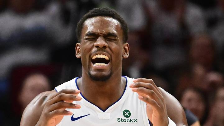 May 11, 2026; Cleveland, Ohio, USA; Detroit Pistons center Jalen Duren (0) reacts after a play against the Cleveland Cavaliers during the second half of game four in the second round of the 2026 NBA Playoffs at Rocket Arena. Mandatory Credit: Ken Blaze-Imagn Images