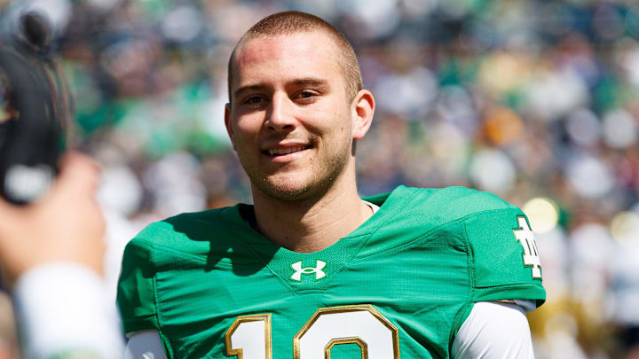 Notre Dame quarterback CJ Carr during the Notre Dame Blue-Gold spring football game at Notre Dame Stadium on Saturday, April 12, 2025, in South Bend.
