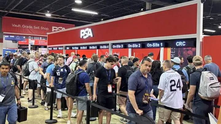 The PSA grading booth at the National Sports Collectors Convention The PSA grading booth at the National Sports Collectors Convention