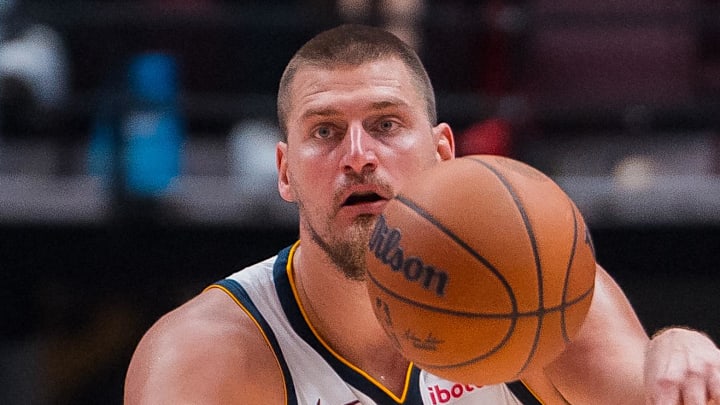 Denver Nuggets center Nikola Jokic makes a pass against the Toronto Raptors. Denver Nuggets center Nikola Jokic makes a pass against the Toronto Raptors.