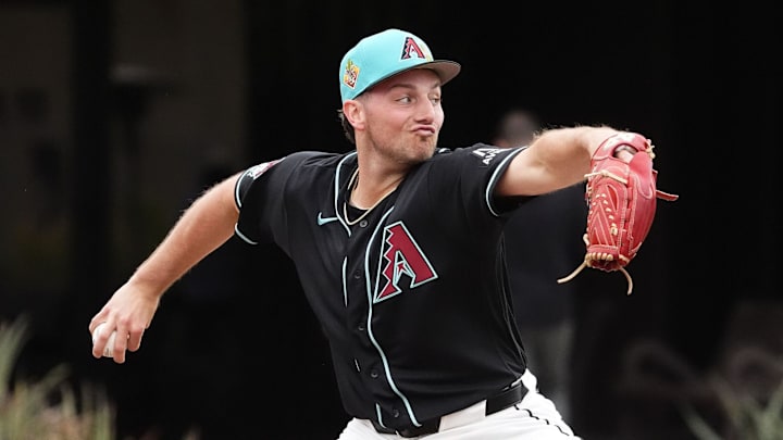 Arizona Diamondbacks pitcher Brandon Pfaadt (32) during spring training workouts at Salt River Fields on Feb. 13, 2026, in Scottsdale.