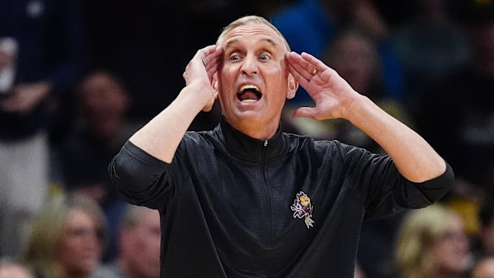 Feb 7, 2026; Boulder, Colorado, USA; Arizona State Sun Devils head coach Bobby Hurley calls out in the second half against the Colorado Buffaloes at the CU Events Center. Mandatory Credit: Ron Chenoy-Imagn Images