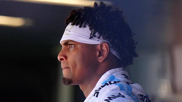 Jun 11, 2026; Denver, Colorado, USA; Chicago Cubs starting pitcher Edward Cabrera (30) in the dugout during the game against the Colorado Rockies at Coors Field. Mandatory Credit: Ron Chenoy-Imagn Images Jun 11, 2026; Denver, Colorado, USA; Chicago Cubs starting pitcher Edward Cabrera (30) in the dugout during the game against the Colorado Rockies at Coors Field. Mandatory Credit: Ron Chenoy-Imagn Images