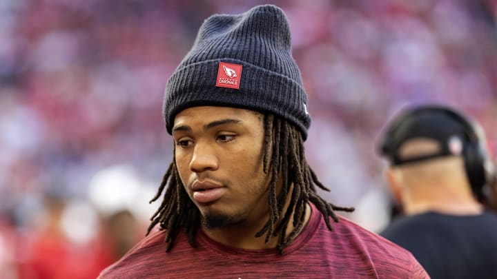 Dec 7, 2025; Glendale, Arizona, USA; Arizona Cardinals injured defensive lineman Walter Nolen III against the Los Angeles Rams at State Farm Stadium. Mandatory Credit: Mark J. Rebilas-Imagn Images