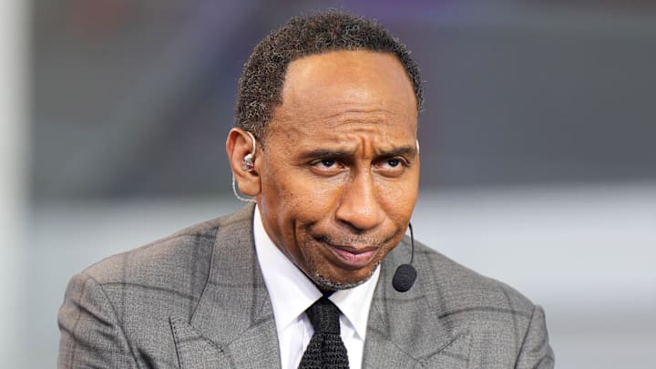  Stephen A. Smith (Stephen Smith) on the ESPN NBA Countdown live set at Intuit Dome. Mandatory Credit: Kirby Lee-Imagn Images