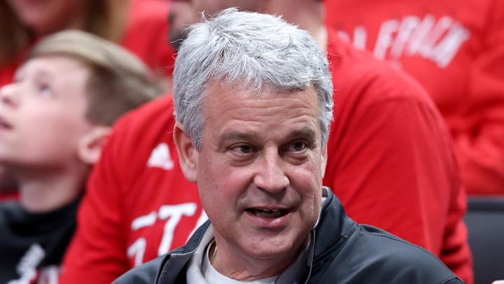 Mar 29, 2024; Dallas, TX, USA; North Carolina State Wolfpack athletic director Boo Corrigan before the semifinals of the South Regional of the 2024 NCAA Tournament against the Marquette Golden Eagles at American Airlines Center. Mandatory Credit: Kevin Jairaj-Imagn Images 