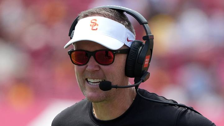 Aug 29, 2026; Los Angeles, California, USA; Southern California Trojans head coach Lincoln Riley reacts against the San Jose State Spartans in the first half at United Airlines Field at Los Angeles Memorial Coliseum. Mandatory Credit: Kirby Lee-Imagn Images Aug 29, 2026; Los Angeles, California, USA; Southern California Trojans head coach Lincoln Riley reacts against the San Jose State Spartans in the first half at United Airlines Field at Los Angeles Memorial Coliseum. Mandatory Credit: Kirby Lee-Imagn Images