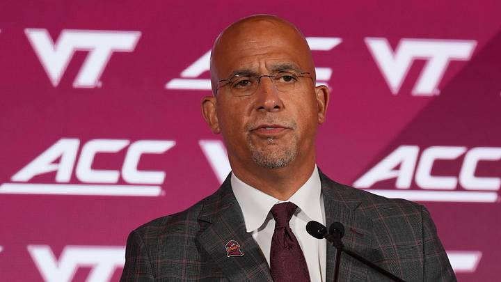 Jul 16, 2026; Charlotte, NC, USA; Virginia Tech head coach James Franklin speaks to the media during Media Day at Hilton Charlotte Uptown. Mandatory Credit: Jim Dedmon-Imagn Images