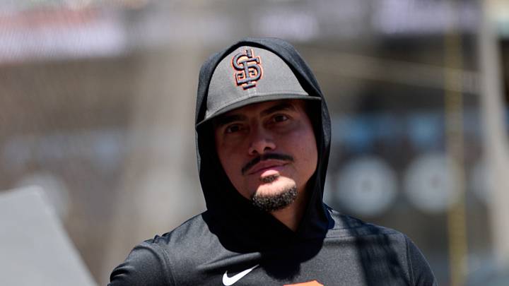 San Francisco, California, USA; San Francisco Giants infielder Willy Adames (2) looks on in the dugout during the seventh inning against the Arizona Diamondbacks at Oracle Park. Mandatory Credit: Robert Edwards-Imagn Images
