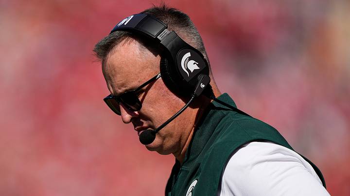 Oct 3, 2026; Madison, Wisconsin, USA; Michigan State Spartans head coach Pat Fitzgerald looks on during the second quarter against the Wisconsin Badgers at Camp Randall Stadium. Mandatory Credit: Jeff Hanisch-Imagn Images Oct 3, 2026; Madison, Wisconsin, USA; Michigan State Spartans head coach Pat Fitzgerald looks on during the second quarter against the Wisconsin Badgers at Camp Randall Stadium. Mandatory Credit: Jeff Hanisch-Imagn Images