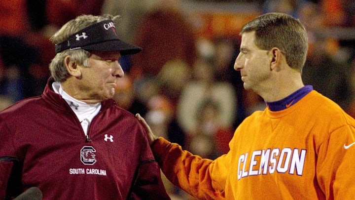South Carolina Gamecocks head coach Steve Spurrier and Clemson Tigers head coach Dabo Swinney