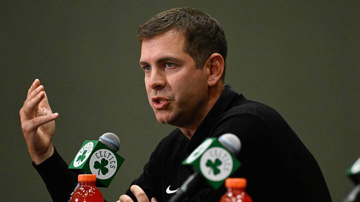 Sep 25, 2025; Boston, MA, USA;  Boston Celtics president of basketball operations Brad Stevens speaks during a press conference at the Auerbach Center. Mandatory Credit: Eric Canha-Imagn Images