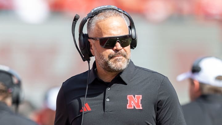 Nebraska football coach Matt Rhule during a game against Houston Christian. Nebraska football coach Matt Rhule during a game against Houston Christian.