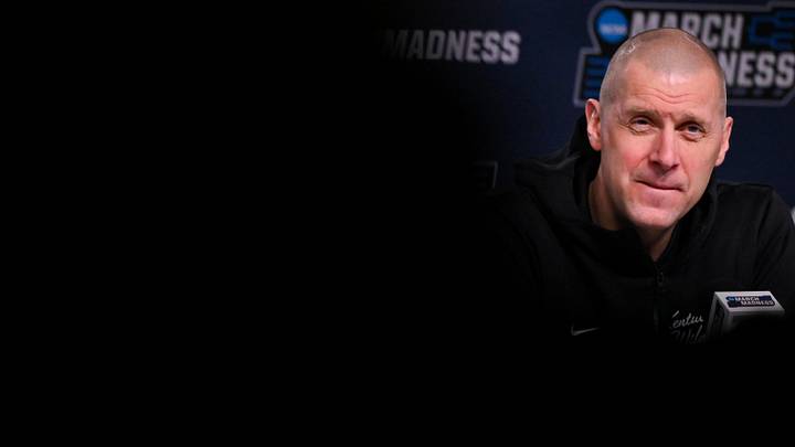 Mar 19, 2026; St. Louis, MO, USA; Kentucky Wildcats head coach Mark Pope talks with the media during a practice session ahead of the first round of the men's 2026 NCAA Tournament at Enterprise Center. Mandatory Credit: Jeff Curry-Imagn Images