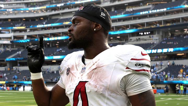 Sep 13, 2026; Inglewood, California, USA; Arizona Cardinals running back Jeremiyah Love (4) reacts after the game against the Los Angeles Chargers at SoFi Stadium. Mandatory Credit: Kiyoshi Mio-Imagn Images Sep 13, 2026; Inglewood, California, USA; Arizona Cardinals running back Jeremiyah Love (4) reacts after the game against the Los Angeles Chargers at SoFi Stadium. Mandatory Credit: Kiyoshi Mio-Imagn Images