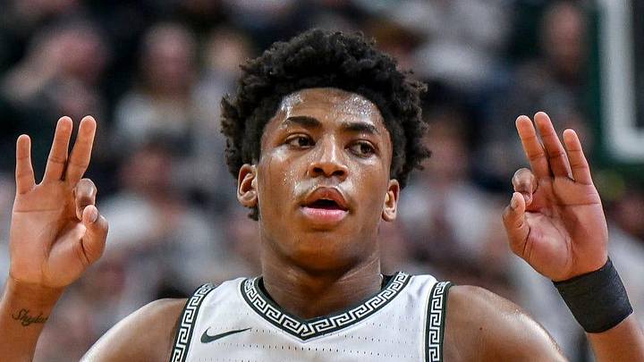 Michigan State's Jeremy Fears Jr. celebrates after making a 3-pointer against UCLA during the first half on Tuesday, Feb. 17, 2026, at the Breslin Center in East Lansing. Michigan State's Jeremy Fears Jr. celebrates after making a 3-pointer against UCLA during the first half on Tuesday, Feb. 17, 2026, at the Breslin Center in East Lansing.