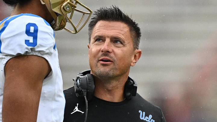 Sep 26, 2026; College Park, Maryland, USA; UCLA Bruins head coach Bob Chesney talks with quarterback Nico Iamaleava (9) in the second half of a game against the Maryland Terrapins at SECU Stadium. Mandatory Credit: Jamie Sabau-Imagn Images Sep 26, 2026; College Park, Maryland, USA; UCLA Bruins head coach Bob Chesney talks with quarterback Nico Iamaleava (9) in the second half of a game against the Maryland Terrapins at SECU Stadium. Mandatory Credit: Jamie Sabau-Imagn Images