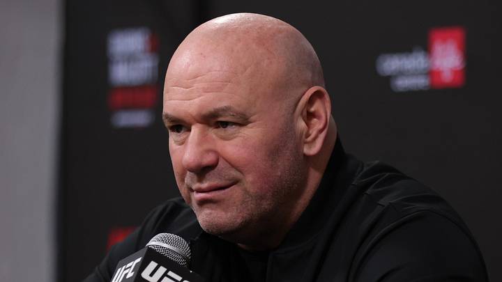 Apr 18, 2026; Winnipeg, Manitoba, CANADA; UFC CEO Dana White talks to the media after the fight between Gilbert Burns (red gloves) and Mike Malott (blue gloves) during UFC Fight Night at Canada Life Centre. Mandatory Credit: Bruce Fedyck-Imagn Images