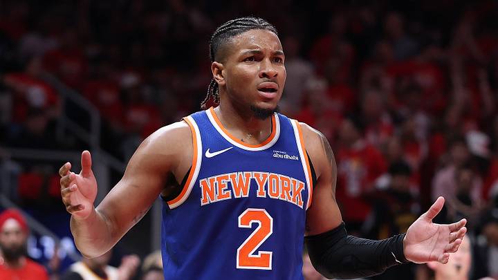 Miles McBride #2 of the New York Knicks reacts against the Atlanta Hawks. (Photo by Kevin C. Cox/Getty Images) Miles McBride #2 of the New York Knicks reacts against the Atlanta Hawks. (Photo by Kevin C. Cox/Getty Images)