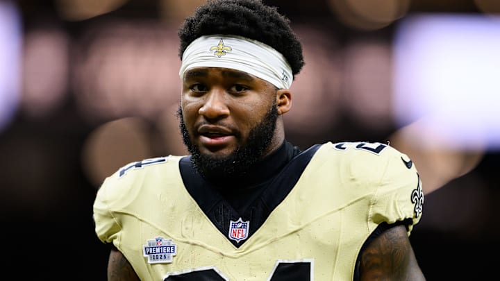 New Orleans Saints RB Devin Neal (24) looks on during a game against the Arizona Cardinals on Sep. 7, 2025.