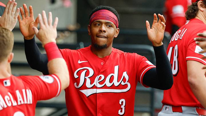 Cincinnati Reds third baseman Ke'Bryan Hayes (3) celebrates