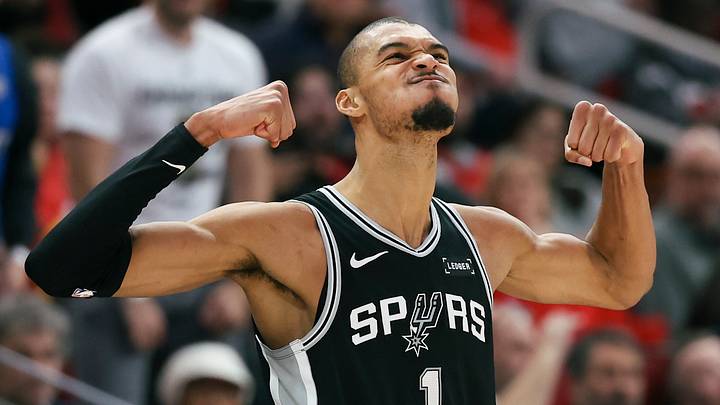 Jan 28, 2026; Houston, Texas, USA; San Antonio Spurs forward Victor Wembanyama (1) and guard Stephon Castle (5) react after a play during the fourth quarter against the Houston Rockets at Toyota Center. Mandatory Credit: Troy Taormina-Imagn Images Jan 28, 2026; Houston, Texas, USA; San Antonio Spurs forward Victor Wembanyama (1) and guard Stephon Castle (5) react after a play during the fourth quarter against the Houston Rockets at Toyota Center. Mandatory Credit: Troy Taormina-Imagn Images