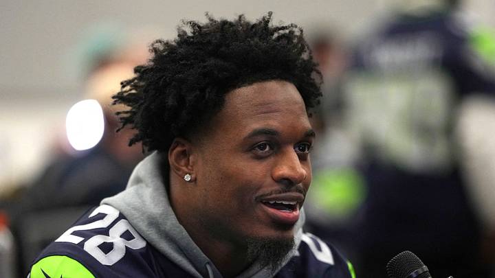 Seattle Seahawks cornerback Nehemiah Pritchett talks to media members