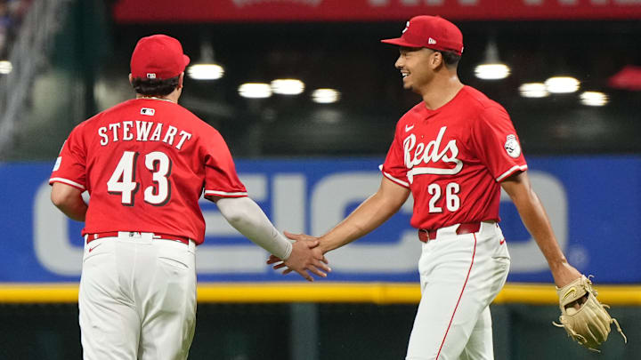 Cincinnati Reds players Sal Stewart, Chase Burns