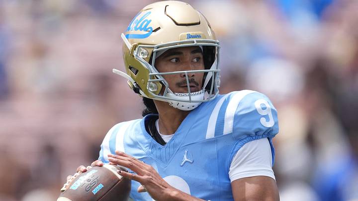 May 2, 2026; Pasadena, CA, USA; UCLA Bruins quarterback Nico Iamaleava (9) throws the ball during the spring game at Rose Bowl. Mandatory Credit: Kirby Lee-Imagn Images May 2, 2026; Pasadena, CA, USA; UCLA Bruins quarterback Nico Iamaleava (9) throws the ball during the spring game at Rose Bowl. Mandatory Credit: Kirby Lee-Imagn Images