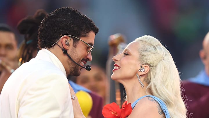 Bad Bunny and Lady Gaga perform the halftime show in Super Bowl LX