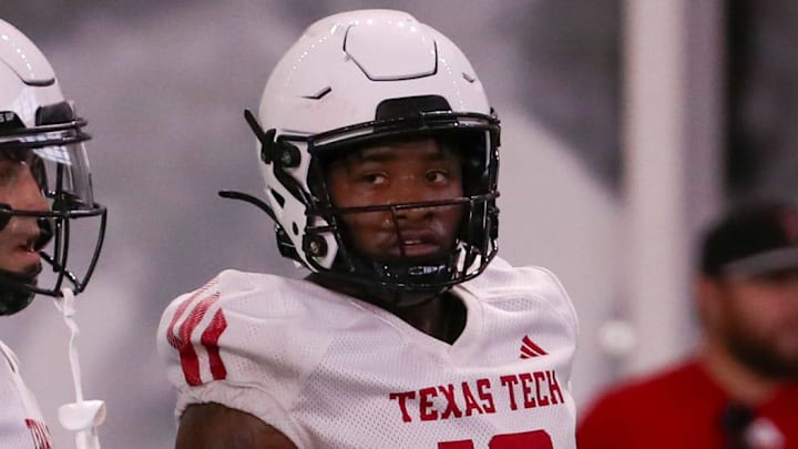 Texas Tech Red Raiders wide receiver Roy Alexander (18) awaits his turn during Texas Tech football's practice, Wednesday, July 30, 2025, at the Womble Football Center.