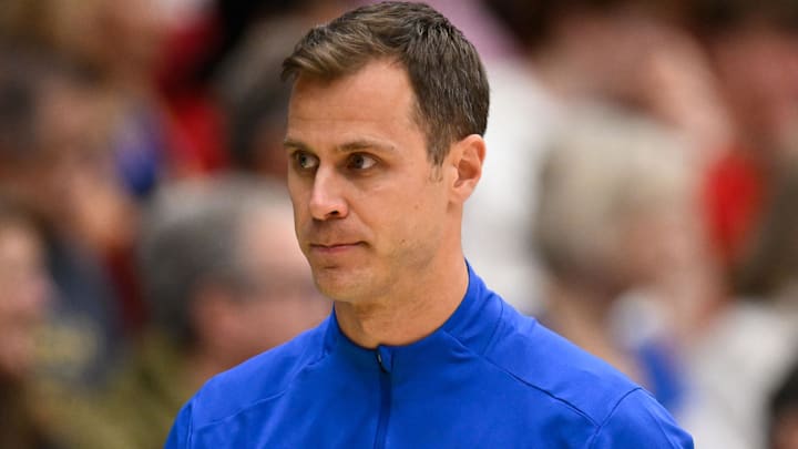 Jan 17, 2026; Stanford, California, USA; Duke Blue Devils head coach Jon Scheyer looks on against the Stanford Cardinal in the first half at Maples Pavilion. Mandatory Credit: Eakin Howard-Imagn Images Jan 17, 2026; Stanford, California, USA; Duke Blue Devils head coach Jon Scheyer looks on against the Stanford Cardinal in the first half at Maples Pavilion. Mandatory Credit: Eakin Howard-Imagn Images
