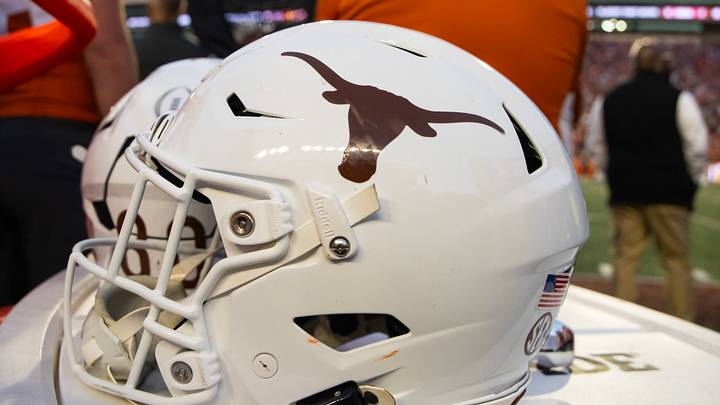 Texas Longhorns helmet during the CFP National playoff first round at Darrell K Royal-Texas Memorial Stadium. Texas Longhorns helmet during the CFP National playoff first round at Darrell K Royal-Texas Memorial Stadium.