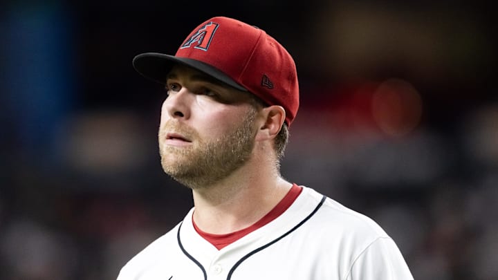 May 27, 2025; Phoenix, Arizona, USA; Arizona Diamondbacks pitcher Corbin Burnes in the first inning against the Pittsburgh Pirates at Chase Field. Mandatory Credit: Mark J. Rebilas-Imagn Images