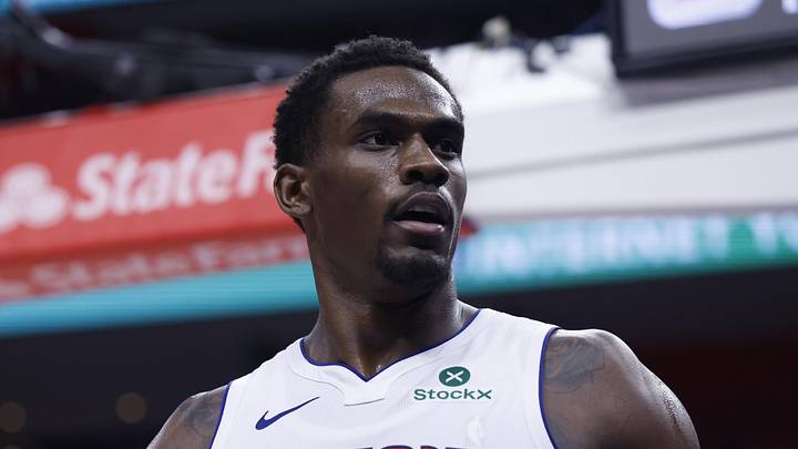  Detroit Pistons center Jalen Duren (0) reacts during the second half against the Orlando Magic during game two of the first round of the 2026 NBA Playoffs at Little Caesars Arena on Apr 22, 2026.