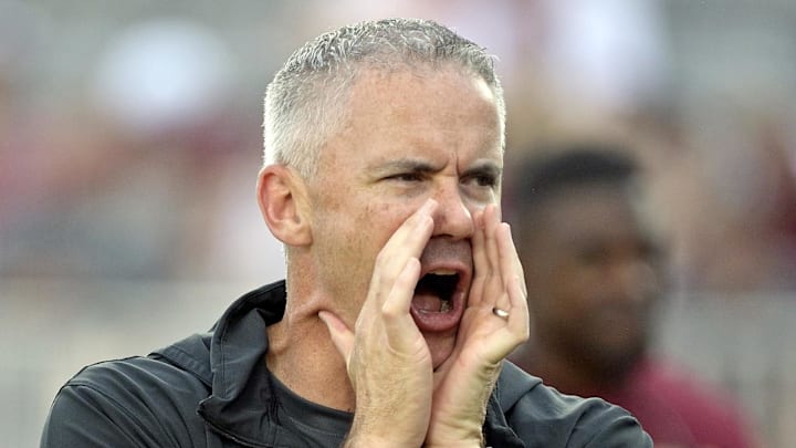 Sep 2, 2024; Tallahassee, Florida, USA; Florida State Seminoles head coach Mike Norvell before the game against the Boston College Eagles at Doak S. Campbell Stadium. Mandatory Credit: Melina Myers-Imagn Images