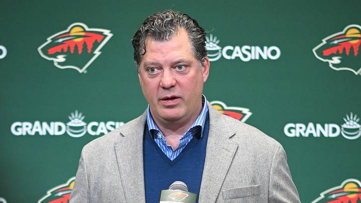 Dec 13, 2025; Saint Paul, Minnesota, USA; Minnesota Wild general manger Bill Guerin addresses the media about acquiring defensemen Quinn Hughes via trade from the Vancouver Canucks before a game against the Ottawa Senators at Grand Casino Arena. Mandatory Credit: Nick Wosika-Imagn Images Dec 13, 2025; Saint Paul, Minnesota, USA; Minnesota Wild general manger Bill Guerin addresses the media about acquiring defensemen Quinn Hughes via trade from the Vancouver Canucks before a game against the Ottawa Senators at Grand Casino Arena. Mandatory Credit: Nick Wosika-Imagn Images