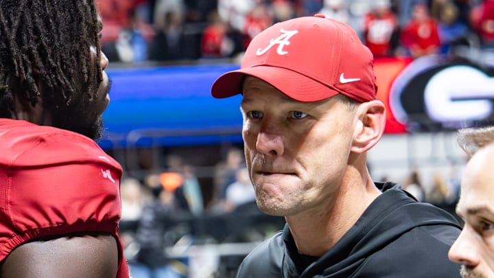 Alabama head coach Kalen DeBoer walks off the field after the SEC Championship loss on Dec. 6, 2025. Alabama head coach Kalen DeBoer walks off the field after the SEC Championship loss on Dec. 6, 2025.