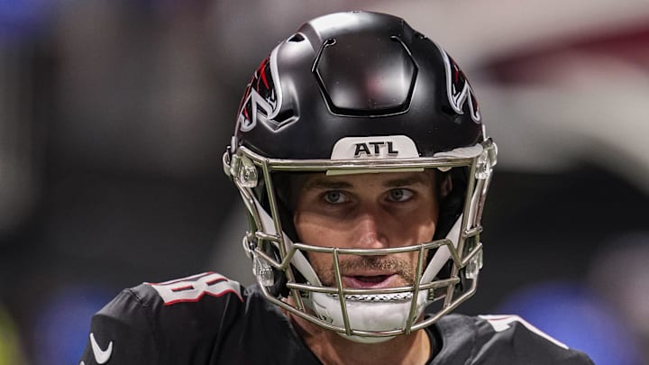 Jan 4, 2026; Atlanta, Georgia, USA; Atlanta Falcons quarterback Kirk Cousins (18) on the field before the game against the New Orleans Saints at Mercedes-Benz Stadium. Mandatory Credit: Dale Zanine-Imagn Images