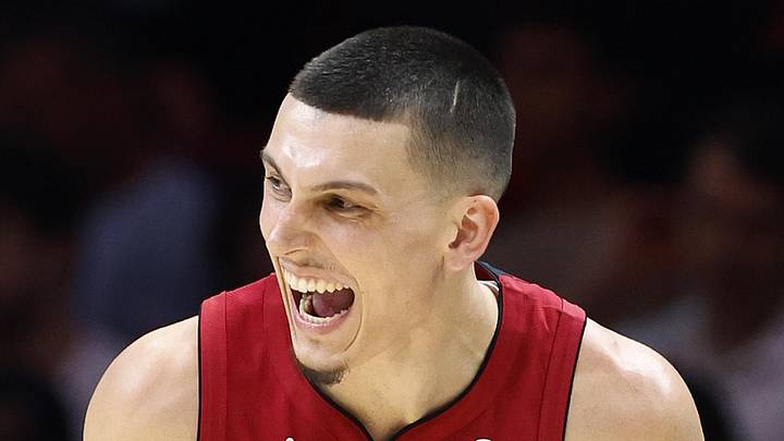 Mar 8, 2026; Miami, Florida, USA; Miami Heat guard Tyler Herro (14) reacts against the Detroit Pistons during the second half at Kaseya Center. Mandatory Credit: Rhona Wise-Imagn Images Mar 8, 2026; Miami, Florida, USA; Miami Heat guard Tyler Herro (14) reacts against the Detroit Pistons during the second half at Kaseya Center. Mandatory Credit: Rhona Wise-Imagn Images