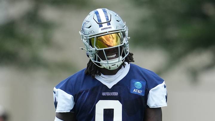 Dallas Cowboys linebacker DeMarvion Overshown (0) goes through a drill during practice at the Ford Center at the Star Training Facility in Frisco, Texas. Dallas Cowboys linebacker DeMarvion Overshown (0) goes through a drill during practice at the Ford Center at the Star Training Facility in Frisco, Texas.