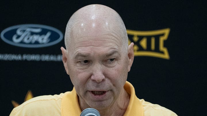 Randy Bennett answers questions during a news conference at the Weatherup Center in Tempe on May 7, 2026.