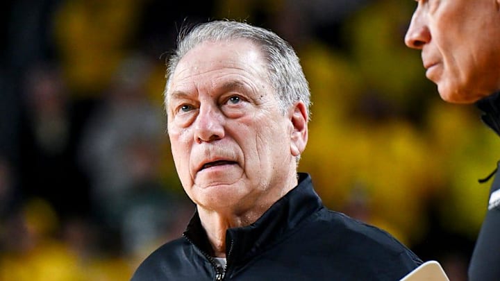 Michigan State's head coach Tom Izzo looks on during the second half in the game against Michigan on Sunday, March 8, 2026, at the Crisler Center in Ann Arbor.