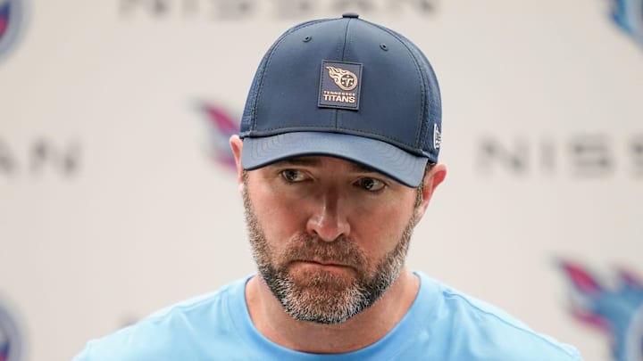 Tennessee Titans coach Brian Callahan takes questions after their loss against the Indianapolis Colts. Tennessee Titans coach Brian Callahan takes questions after their loss against the Indianapolis Colts.