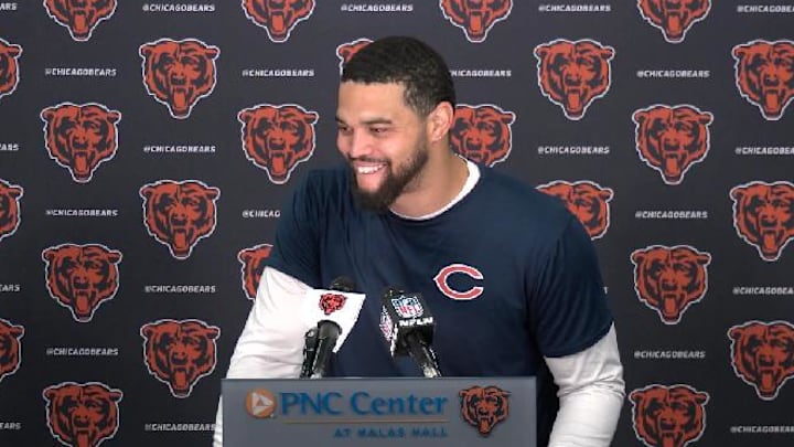 Chicago Bears quarterback Caleb Williams wasn't smiling for most of his recent visit to the United Center, a visit in which the Chicago Bulls were eliminated from the NBA postseason. But there was a moment...