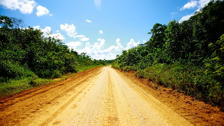 The road through the Guyanese jungle leading to the Jonestown compound.