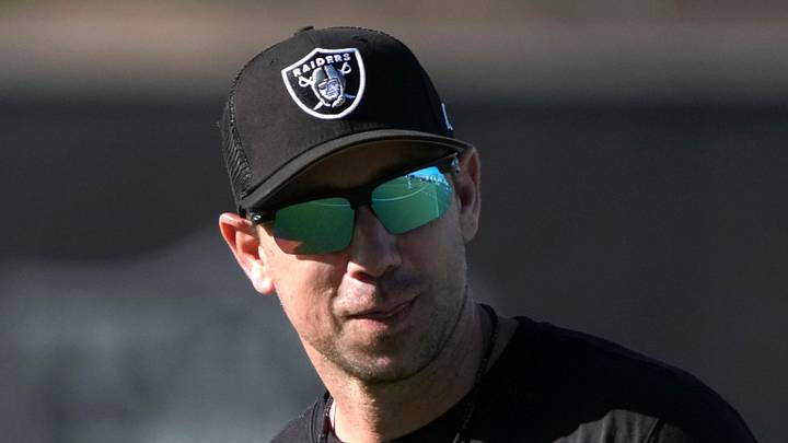 Jun 9, 2026; Henderson, NV, USA; Las Vegas Raiders coach Klint Kubiak during minicamp at Intermountain Health Performance Center. Mandatory Credit: Kirby Lee-Imagn Images Jun 9, 2026; Henderson, NV, USA; Las Vegas Raiders coach Klint Kubiak during minicamp at Intermountain Health Performance Center. Mandatory Credit: Kirby Lee-Imagn Images