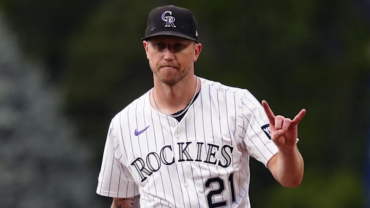 Colorado Rockies starting pitcher Kyle Freeland (21) before the game.